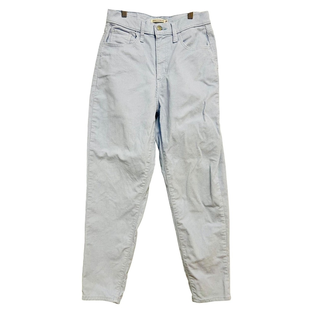 Levis High‎ Waisted Mom Jean Womens 28 Light Blue Corduroy Pants 5 Pocket Casual